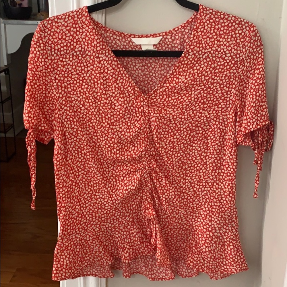 H&M Floral Ruched Top